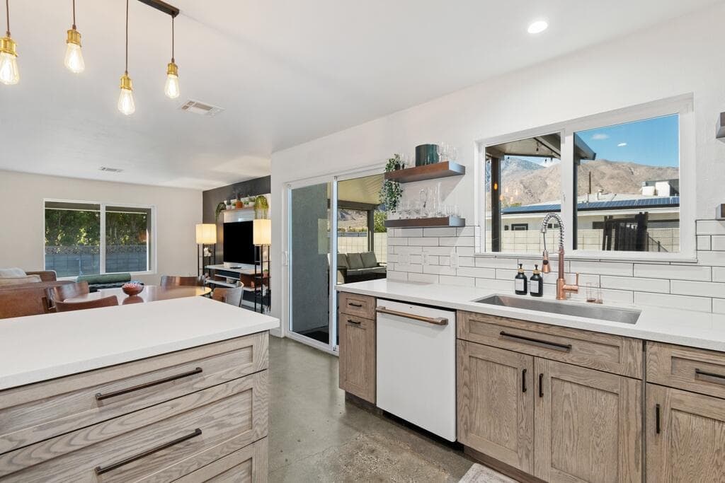 Sparkling poolside with sun-warmed tiles